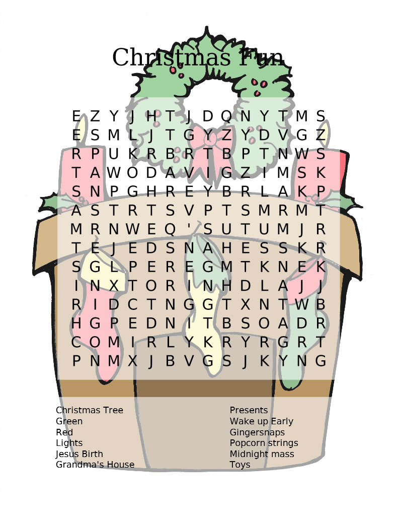 christmas word search puzzle